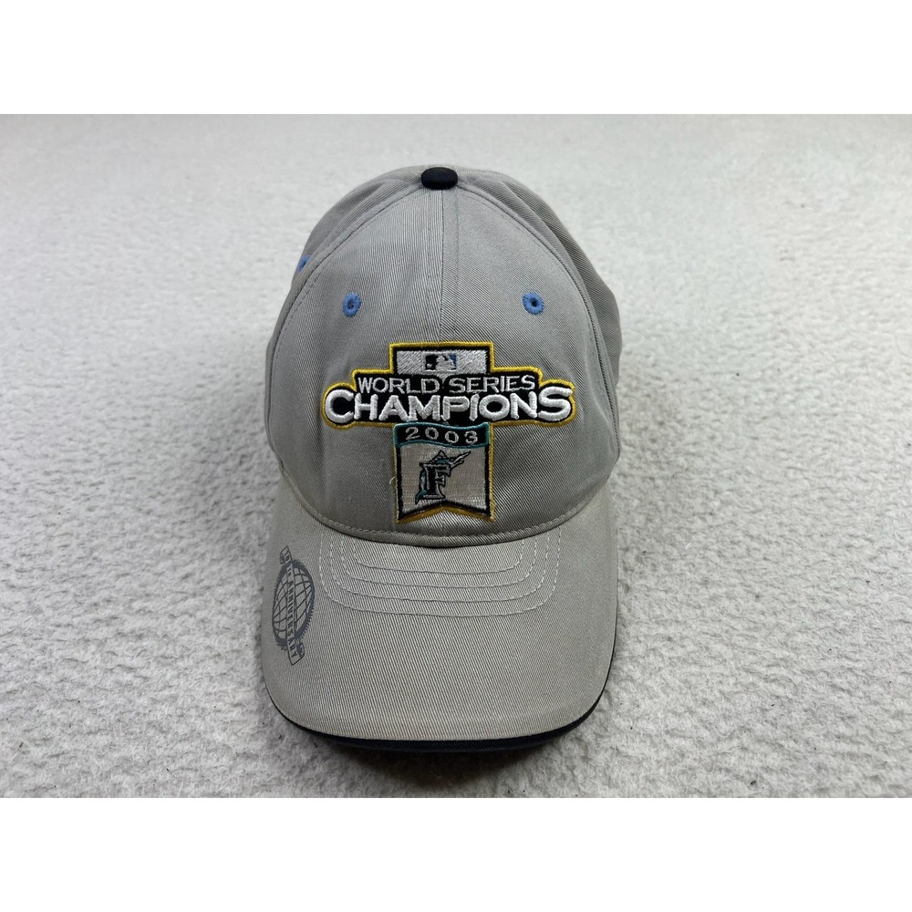 Vintage Florida Marlins Hat 2003 World Series Champions New Era Strap Back Gray